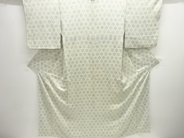 籠目に草花模様小紋着物